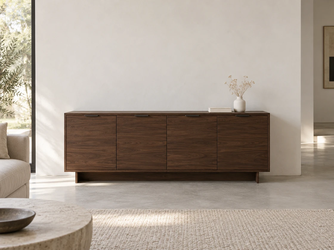 Room with a dark wooden cabinet: original