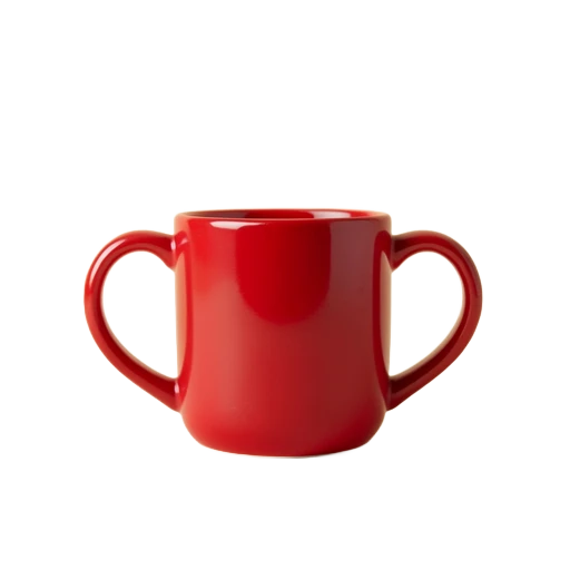 Red mug with transparent pixels around the subject and inside the handle