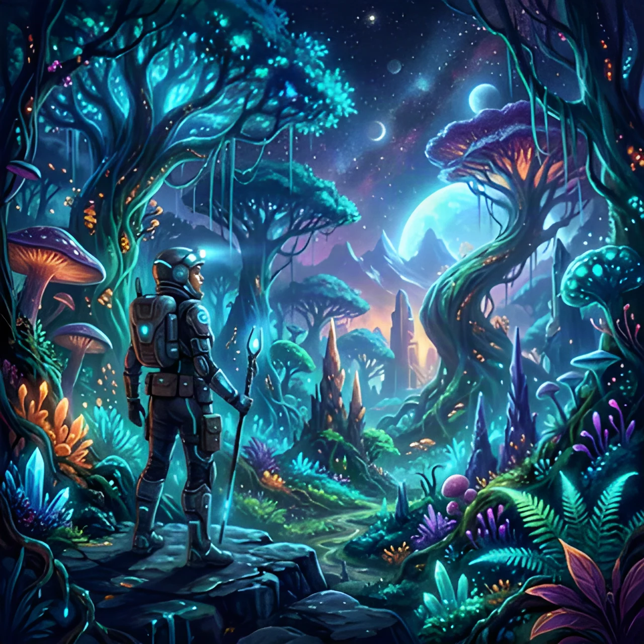 Actual 4× upscaled forest image