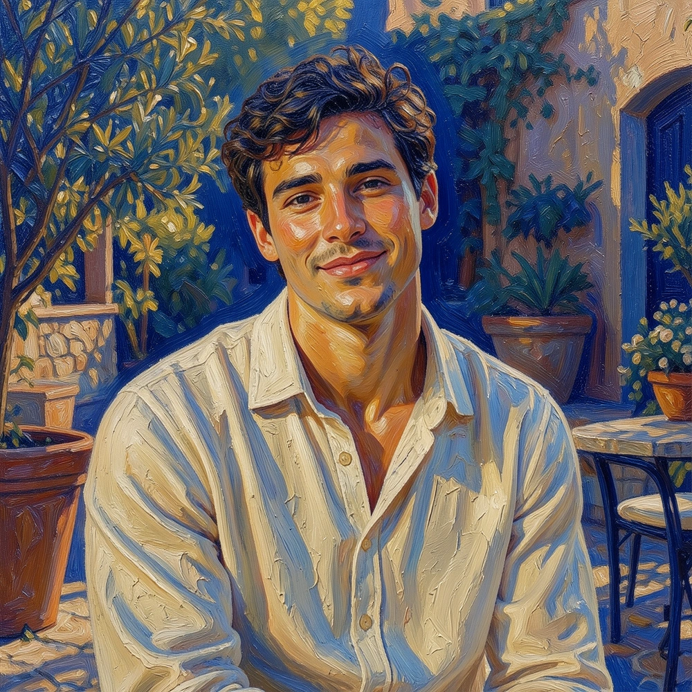 Actual oil-painting transformation of the portrait